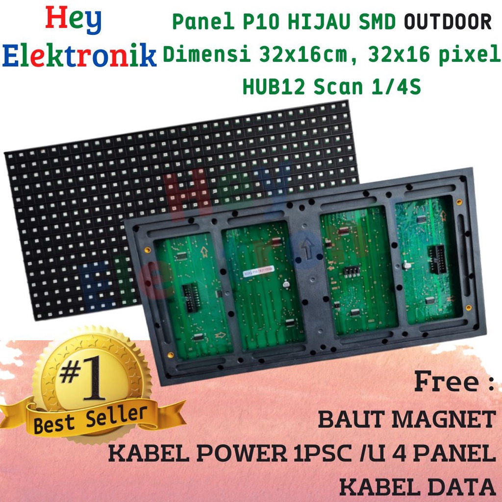 Panel Module Model Led P10 Hijau FullOutdoor SMD Running Text