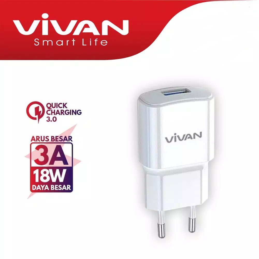 GARANSI 1 TAHUN CHARGER TYPE C VIVAN POWER OVAL 3.0 QUICK CHARGE 18W