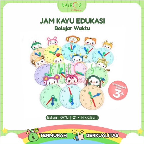 Mainan Kayu Edukasi Anak Belajar Mengenal Warna, Waktu, Musik, dan Berhitung Matematika