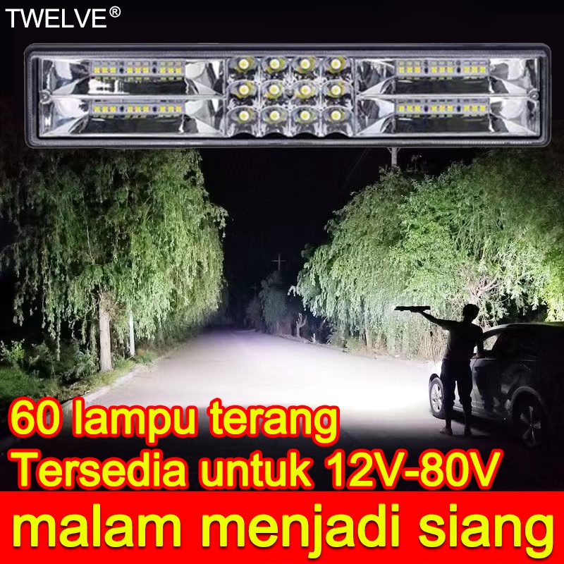 lampu led bar 60LED 29cm 12-80v 380w Untuk Truk Atv Off road Mobil lampu led sorot floodlight LAMPU 
