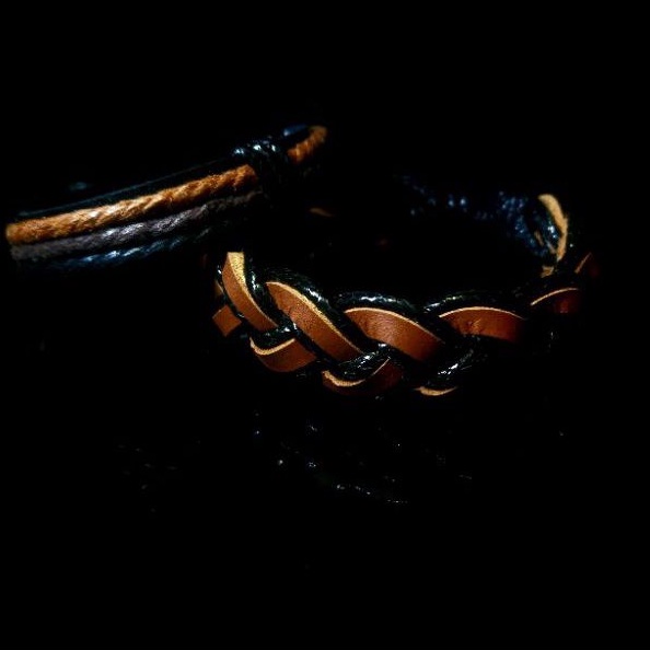 gelang pria  kulit original 2/pcs