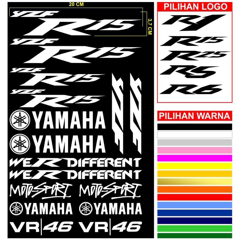 Stiker Cutting MOTOR YAMAHA R15 1 SET - YAMAHA R SERIES TERMURAH R1 R15 R25 R5 R6