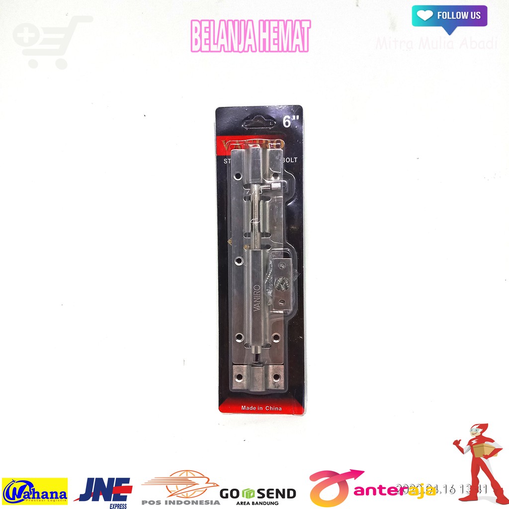 Grendel Slot Pintu Jendela 6 Inch l 15cm l Selot Stainless + Skrup