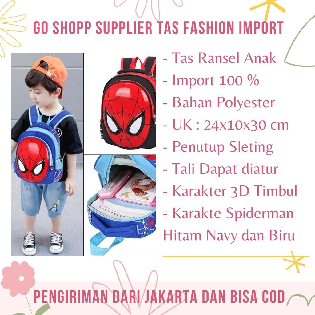 Tas Sekolah Anak Import Premium High Quality Terbaru - Tas Ransel Anak Motif Karakter Lucu -  Tas Ransel Anak Sekolah SD - Tas Anak Karakter Unicorn - Tas Anak Karakter Captain America - Tas Anak Karakter Ironman - Backpack Anak Sekolah Unisex [BK12]