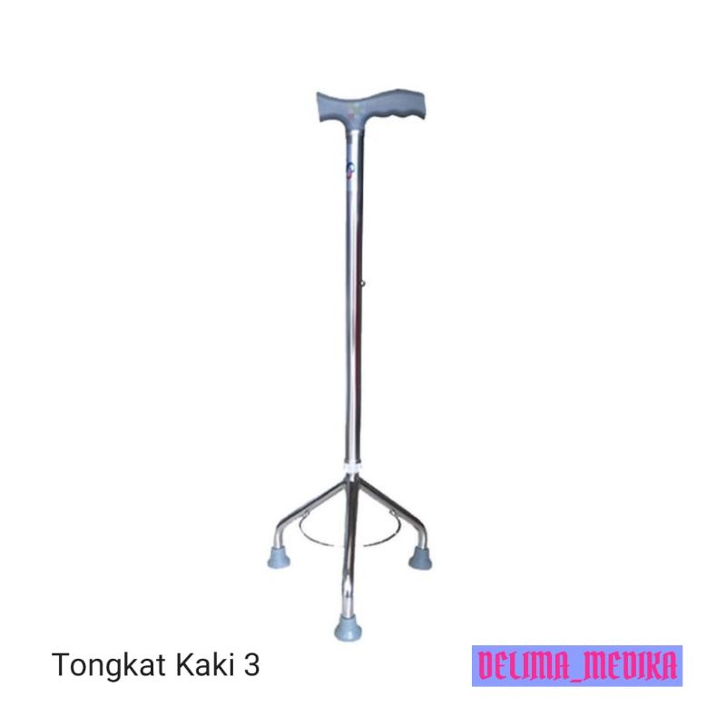 Tongkat Kaki 3 Alat Bantu Jalan OrangTua / Tongkat Jalan Lansia Kaki 3 Stainless Steel