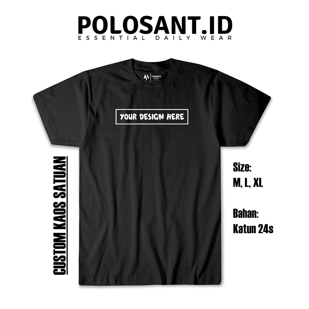 [BISA COD] Custom Kaos Satuan / Tulisan Bebas Ukuran / Sablon Kaos Ukuran Desain 7cm x 25cm - POLOSANT.ID