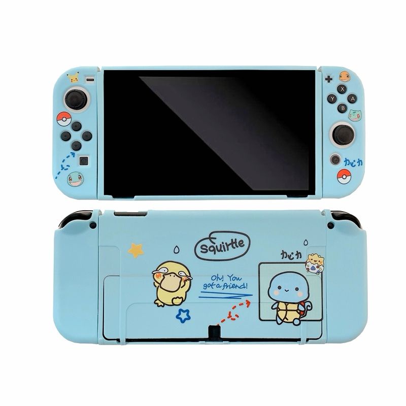 Case Nintendo Switch OLED v2 v1 Casing Mario Bros Super Pokemon Squirtle Psyduck Softcase Soft