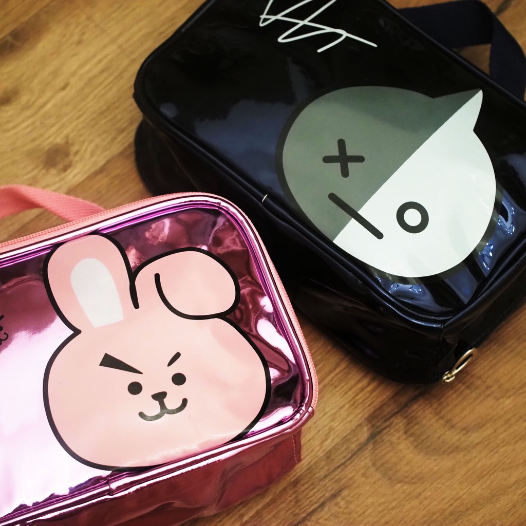 Dompet Kosmetik Hologram BTS BT21 UKURAN JUMBO Tas Kosmetik Tenteng Tempat Make Up BTS