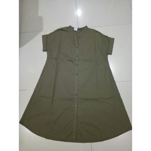 Midi dress big size warna hijau army