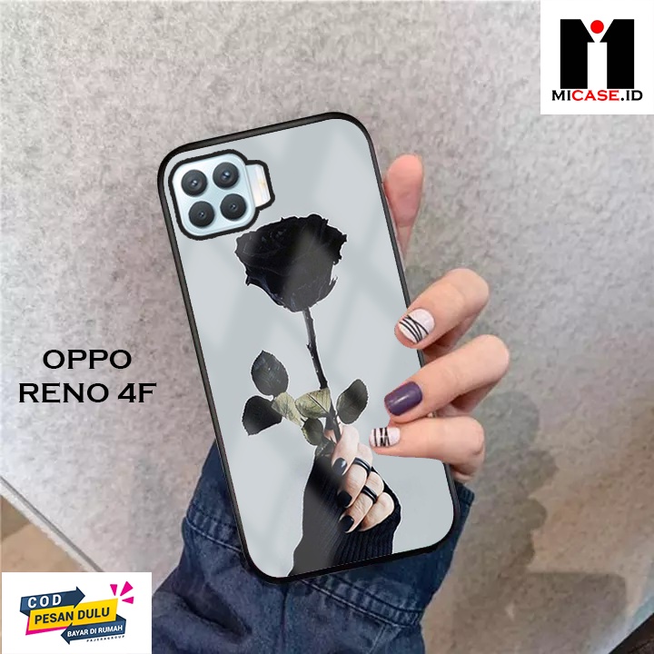 Case OPPO RENO 4F - Casing OPPO RENO 4F Fashion Case Terbaru 2022 MI.CASE [ FLOWER ] Soft Case Glass