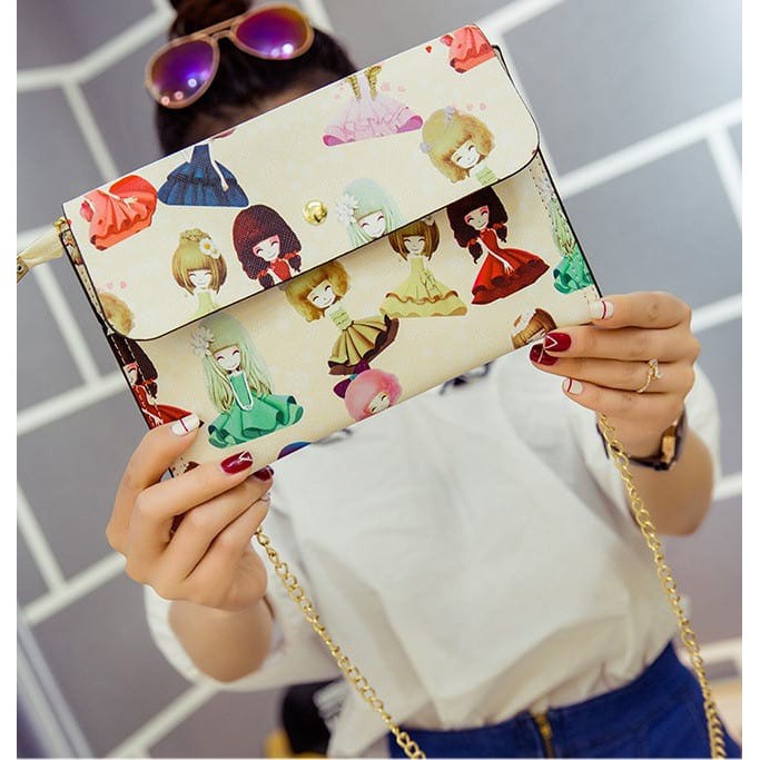 KFb-22621  Tas Selempang Import Tas Lipat Rantai emas