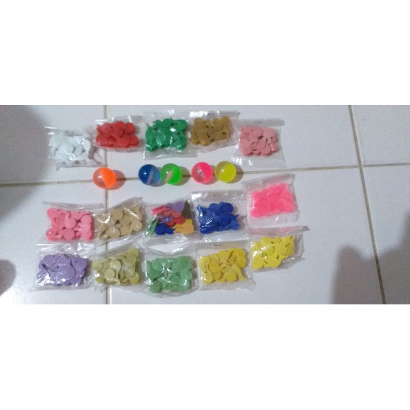 1 set bola bekel kecil diameter 2cm, biji plastik isi 10pc