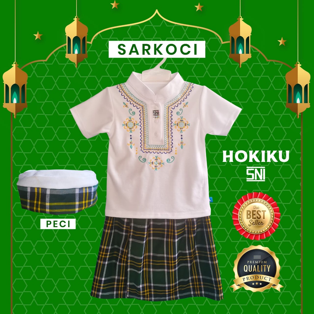 SPESIAL IDUL ADHA HOKIKU SARKOCI SARUNG PECI BAJU KOKO 3 in 1 BAJU KOKO BAYI PAKAIAN MUSLIM BAYI SARKOCI BAJU LEBARAN BAYI SNI