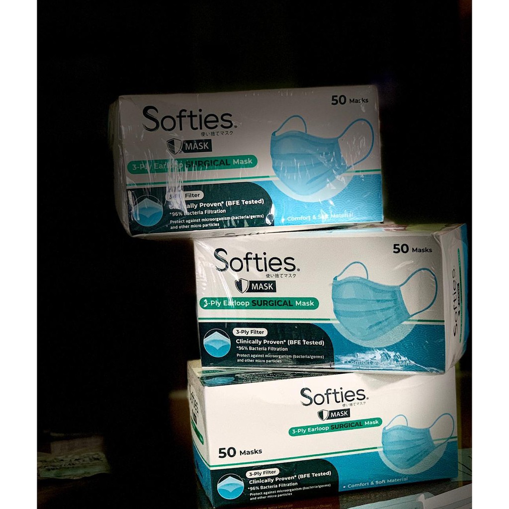 SOFTIES 3PLY SURGICAL MASK ISI 50PCS MASKER HARIAN 3 ply earloop 50 pc 3 lapis polos