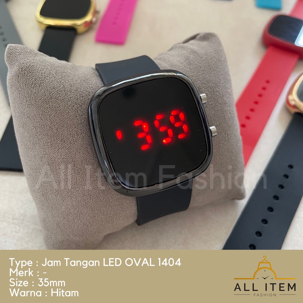 COD✅ Jam Tangan Digital LED Oval 1404 Rubber Electronic Fashion Pria Wanita / Jam Tangan Model Korea