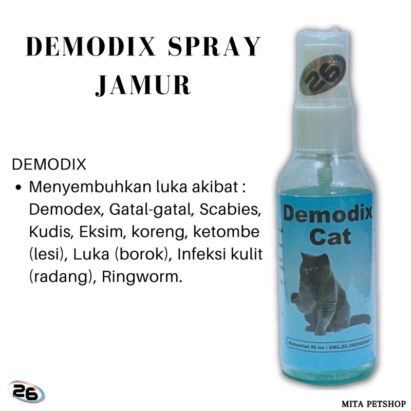 OBAT SPRAY JAMUR KUCING DEMODIX 60ml Obat Jamur Kucing Scabies Demodex Impetigo Jamur Kutu Parasit Cacing Hati Gatal Kulit ANTI SCABIES