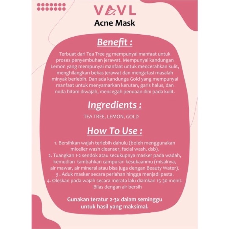 VAVL Masker Acne (Kulit Berjerawat)