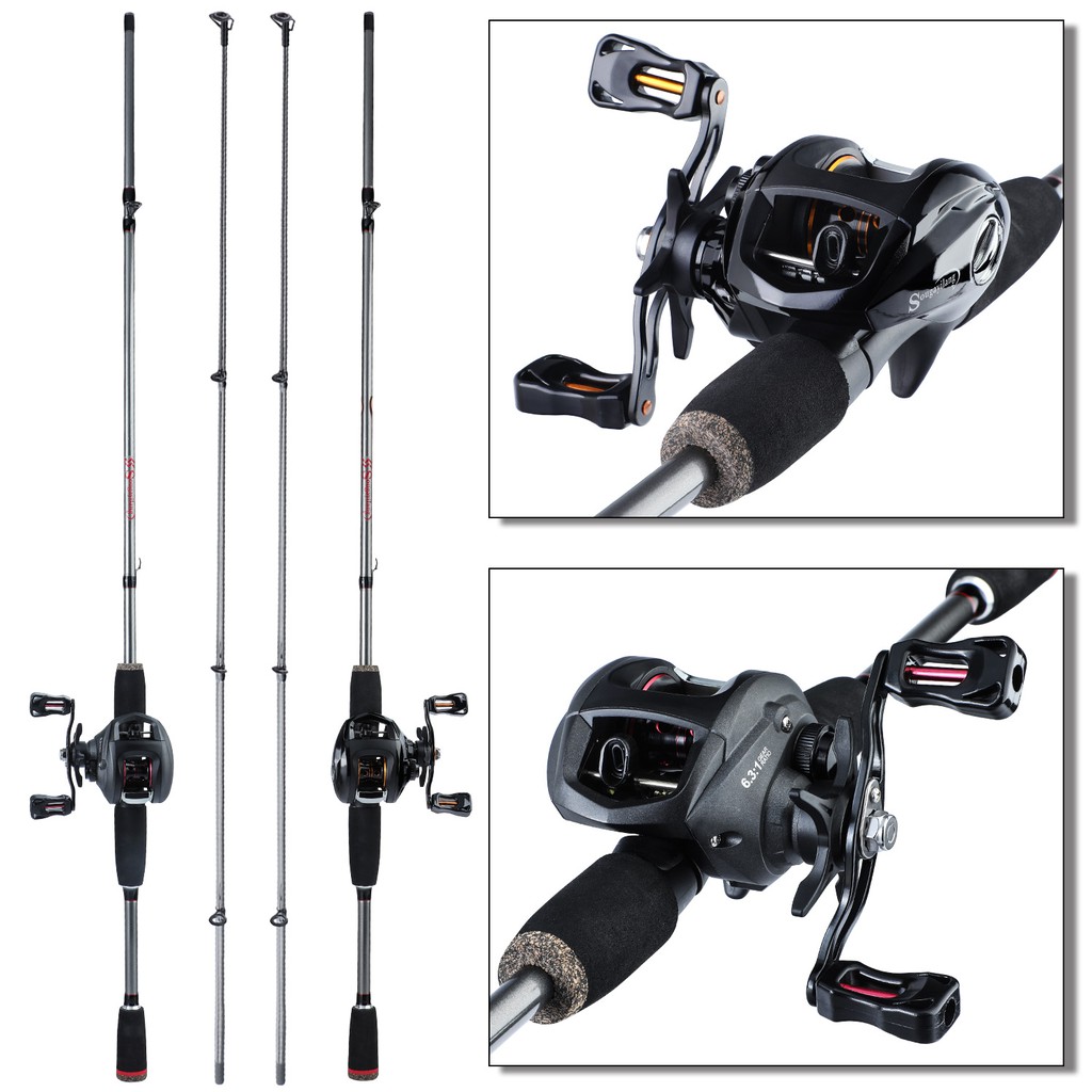 Sougayilang Pancing Set Lengkap Casting Rod dengan 12 + 1 Ball Bearing Baitcasting Reel Line Umpan Air Tawar/Air Asin pancingan set lengkap