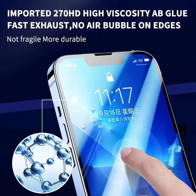 Pelindung Layar Tempered Glass Anti Statis / Tekanan Untuk iPhone 14 13 12 11 Pro X XS Max XR 14Max 6 7 8 Plus