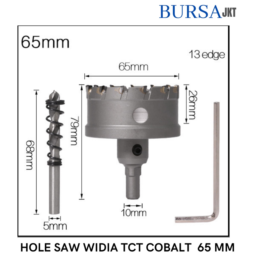 HOLE SAW TCT WIDIA M35 COBALT MATA BOR PELUBANG BESI KUNINGAN PLAT TEBAL 14 - 85 MM