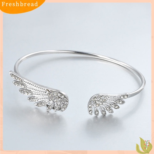 [TERLARIS]Women's Fashion Silver Color Rhinestone Angel Wings Bangle Cuff Bracelet Jewelry