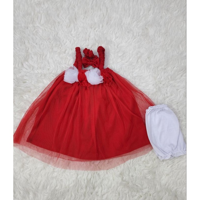 baju bayi perempuan dress pesta + bandana