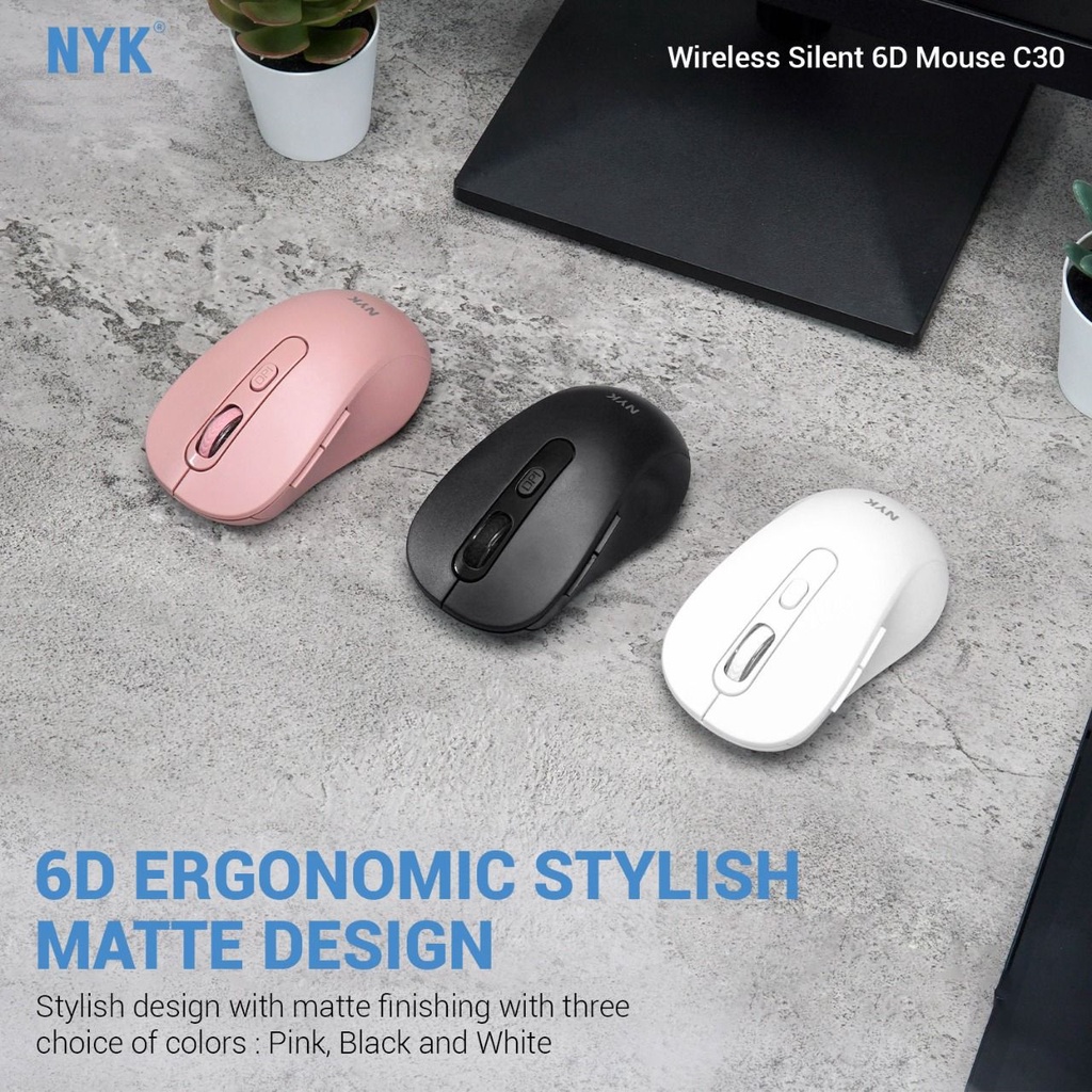 Mouse Wireless NYK C30 2.4Ghz Silent Mouse 6D