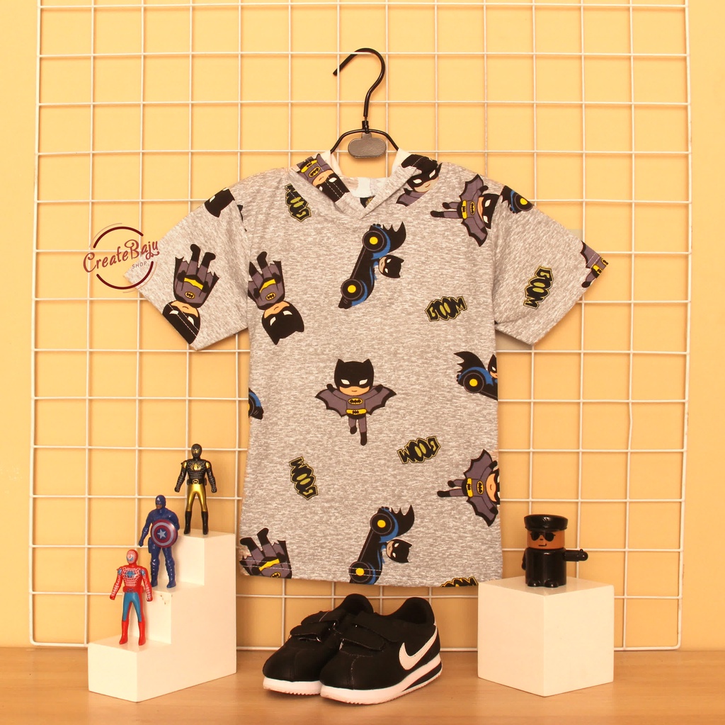 KAOS ATASAN HOODIE ANAK MODEL PRINTING BATMAN BOOM BAJU ATASAN ANAK 1-7 TAHUN