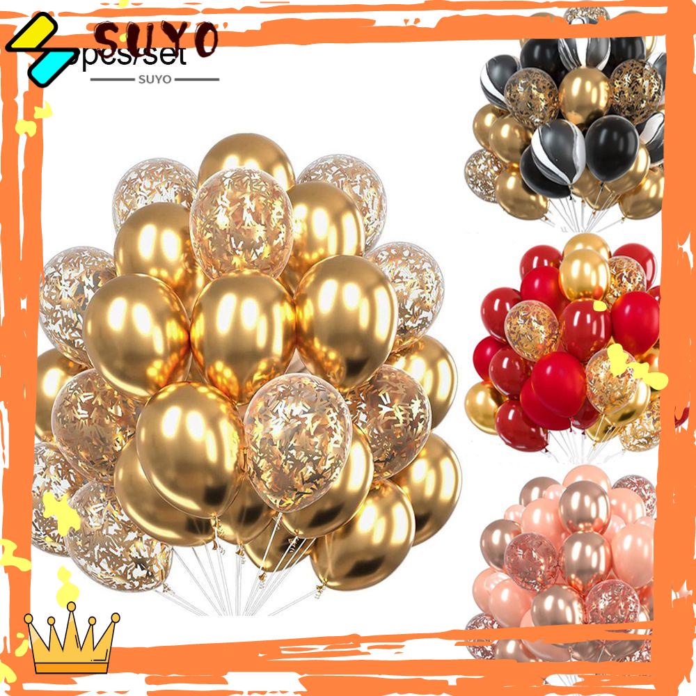 Suyo 30pcs Balon Latex Metalik Transparan Confetti