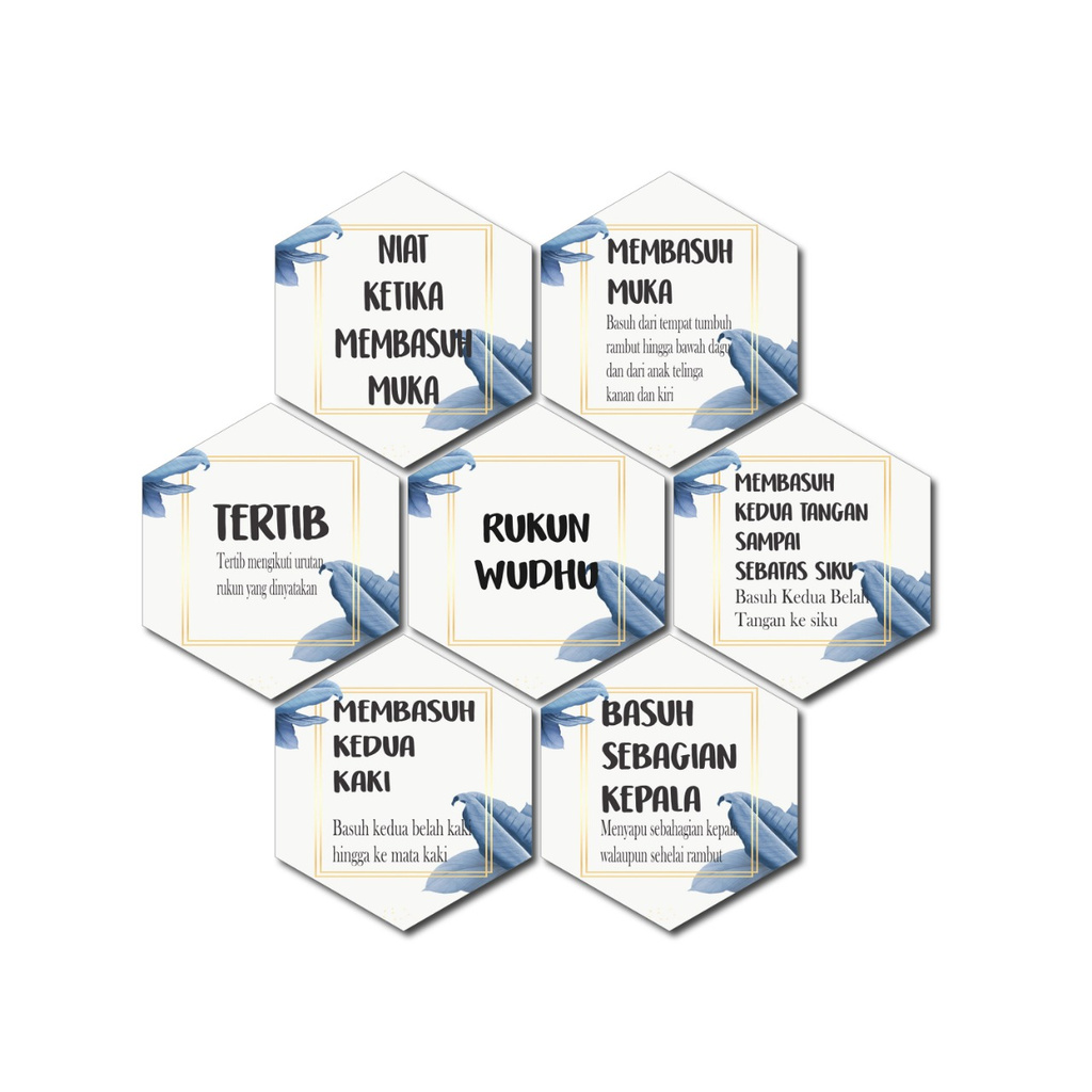 PSO Hiasan Dinding Rumah Pajangan Dekorasi Wall Decor Hexagonal 7in1 Rukun Wudhu