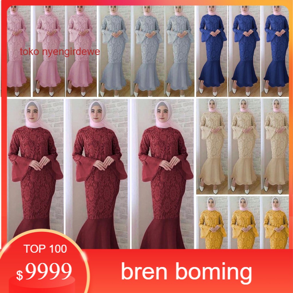 Maxi Mermaid Duyung (7 warna) Best Seller GAMIS MUSLIM DUYUNG BRUKAT TULANG CORNELI LAPIS ORGANDI 