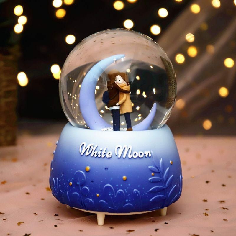 NEW Kotak Musik Couple Snowball Korea Moonlight Pajangan Bola Salju Kristal Kado Unik Pasangan Bulan Romantic Gift Hadiah Anniversary Romantis