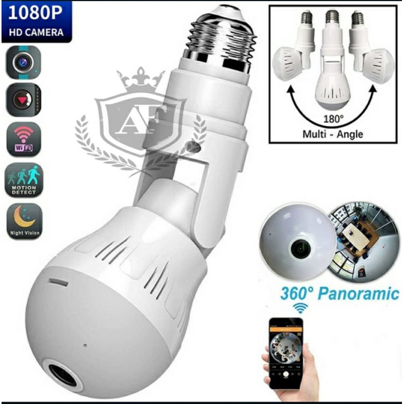 Kamera Cctv Ip Wifi Hd 8MP 1080p Panoramic 360 Derajat Bentuk Lampu Bohlam