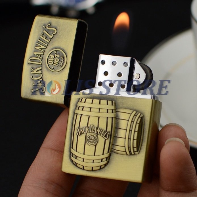 COD- Korek Api Zippo Sumbu Roda Motif Jack Daniel Series - Korek Unik Klasik