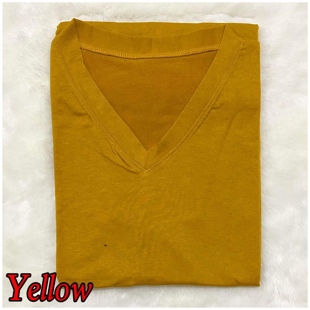 V-NECK JUMBO XXL Panjang / Kaos Polos Basic Vneck Panjang /  t-shirt / Atasan Pakaian Wanita Murah-TPJ V-XXL - YELLOW