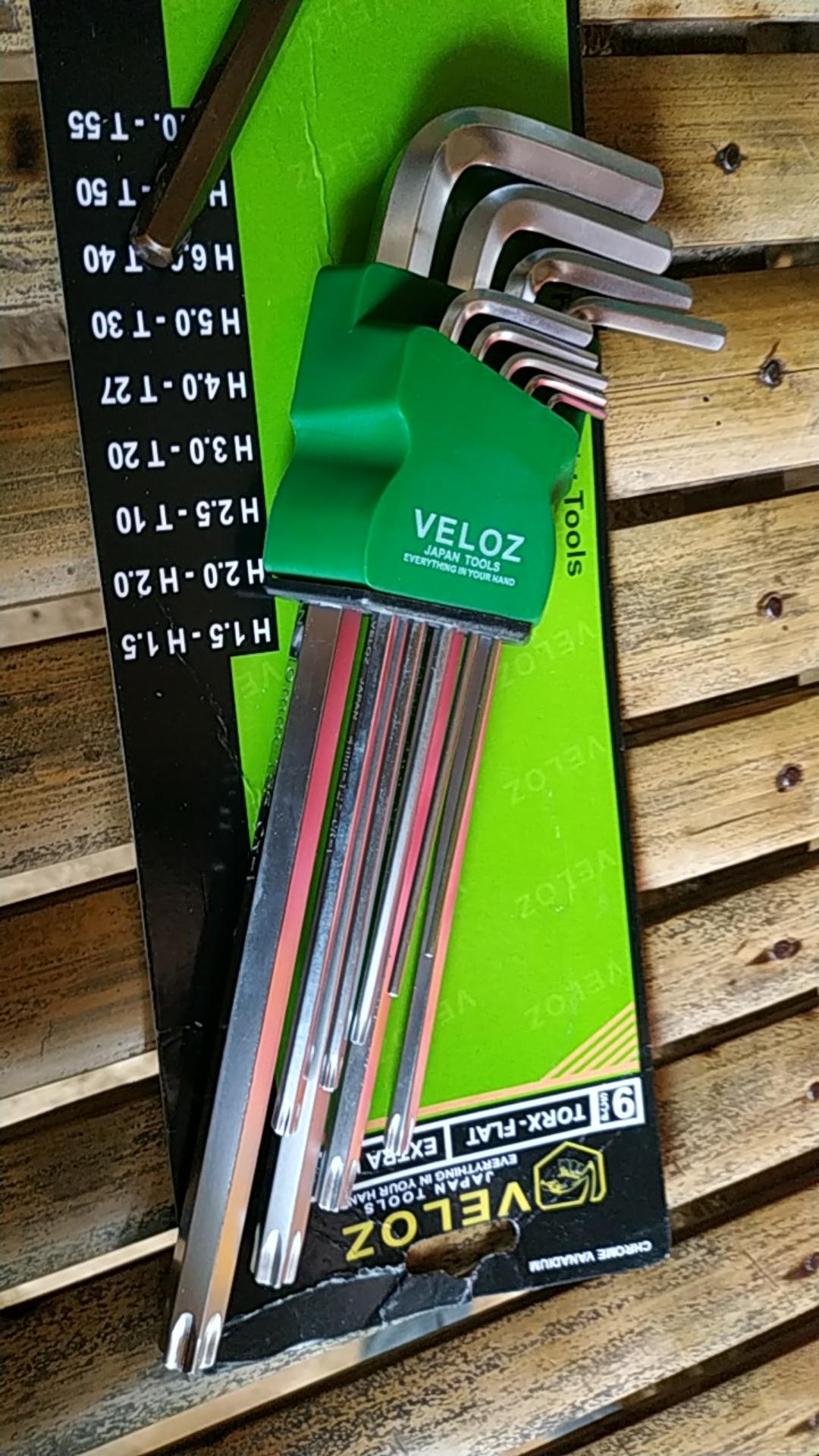 Veloz 9 Pcs Kunci L Panjang Kombinasi Hex - Star Vanadium Chrome