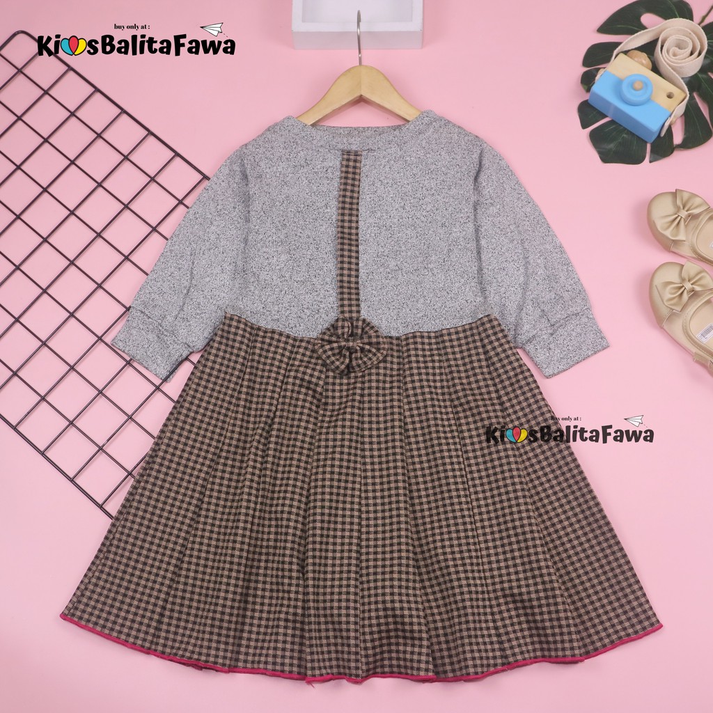 Dress Valencia 5-6 Tahun / Dres Anak Lengan Panjang Pesta Baju Perempuan Fashion Kids Motif Adem