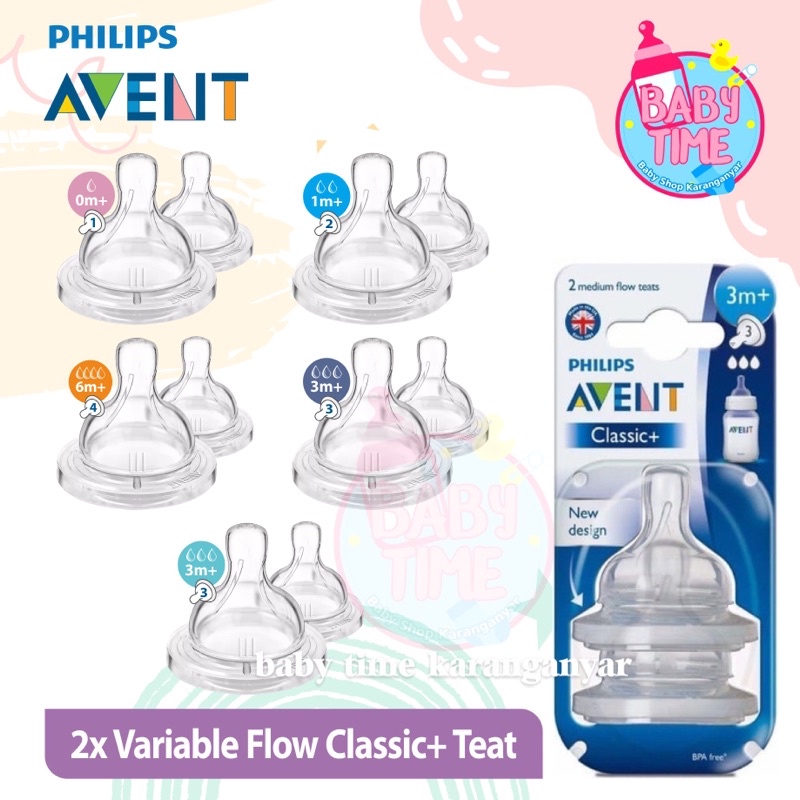 [100%ORI] PHILIPS AVENT Teat Natural / Classic isi 2 / Nipple Replacement Dot Bayi Avent