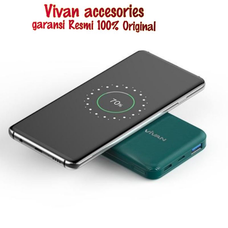 VIVAN VPB-W12 Powerbank 10000MAH. Magnetic Wireless 3 Output Fast Charging 20W-Green