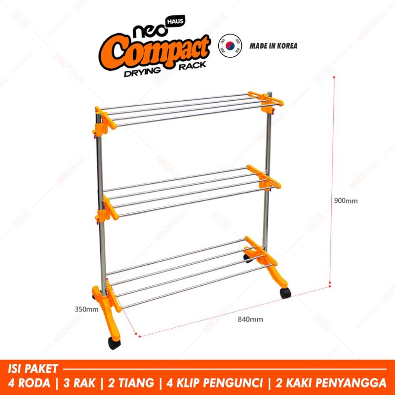 Jemuran Kecil COMPACT DRYING RACK Neohaus Jemuran Stainless Gantungan Popok Gantungan Baju