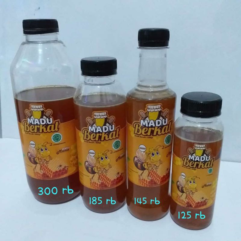 

Madu Berkat Madu Murni Madu Asli Manis dan Hitam Pahit 1000gr, 600gr, 450gr, 300gr