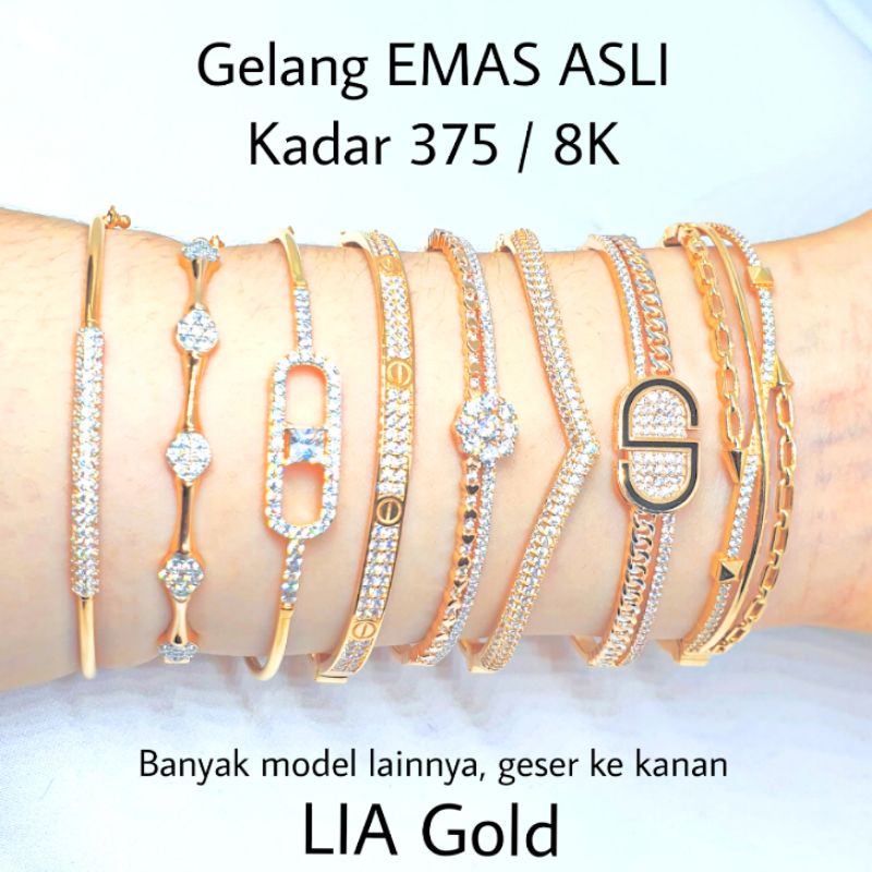 Gelang Tangan Bangle Fashion EMAS ASLI Kadar 300 &amp; 375 ( TOKO MAS LIA GOLD BEKASI )