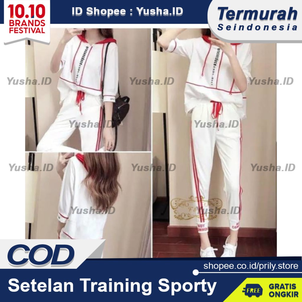 READY SET TRAINING SETELAN SEPEDA BAJU GOWES SET JOGGING JOGGER BAJU WANITA IMPORT I.37503281.675030