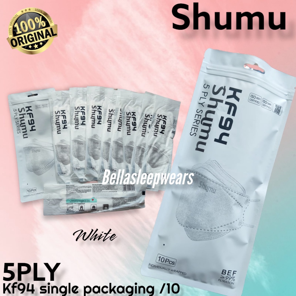 MASKER SHUMU KF94 PRO 5PLY SINGLE INDIVIDUAL PACKING ORIGINAL KEMENKES ISI 10 PACK