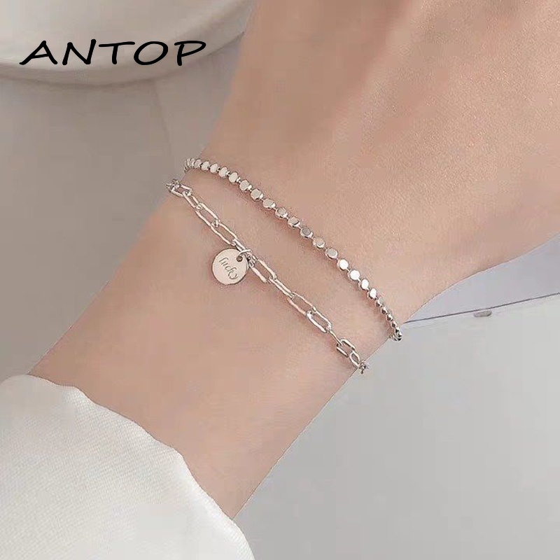 Korea Fashion Gelang Geometris Hadiah Pacar Gelang Lapis Ganda  Aksesoris ANTOP