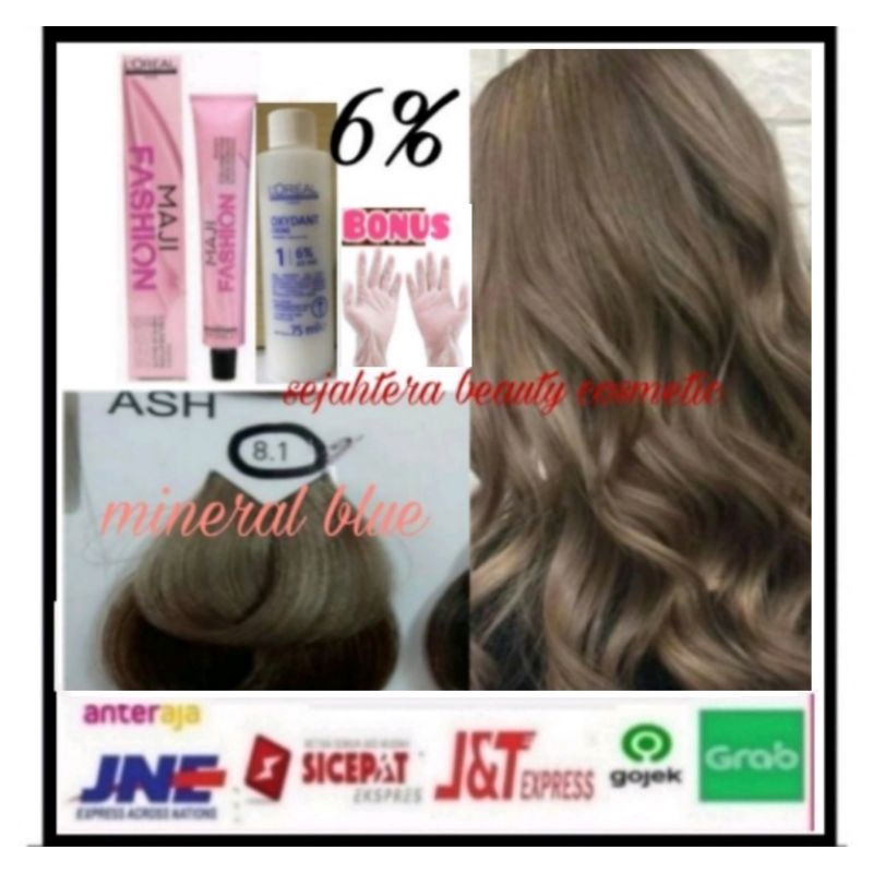 cat rambut loreal  majifashion + oxidant 75ml Loreal  no -8.1 mineral blue pewarna rambut Loreal