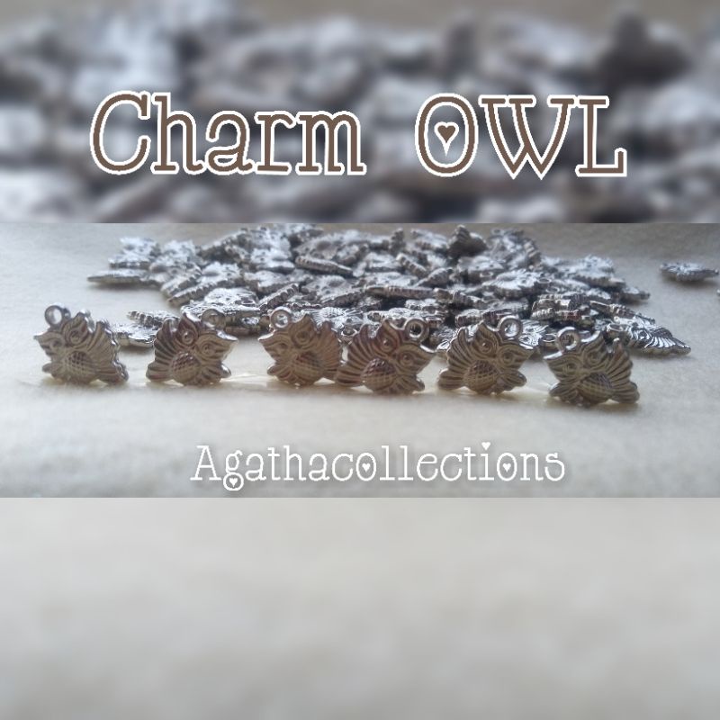 Charm bandul gantungan owl per 10biji