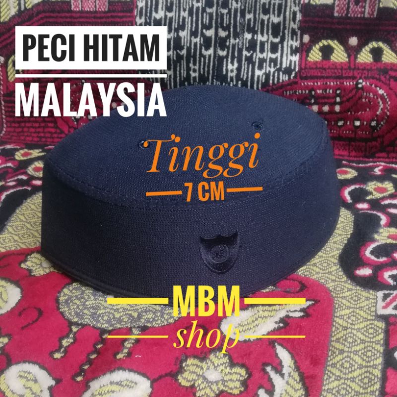 Peci malaysia Kopyah Malaysia Hitam Motif Logo Kuning