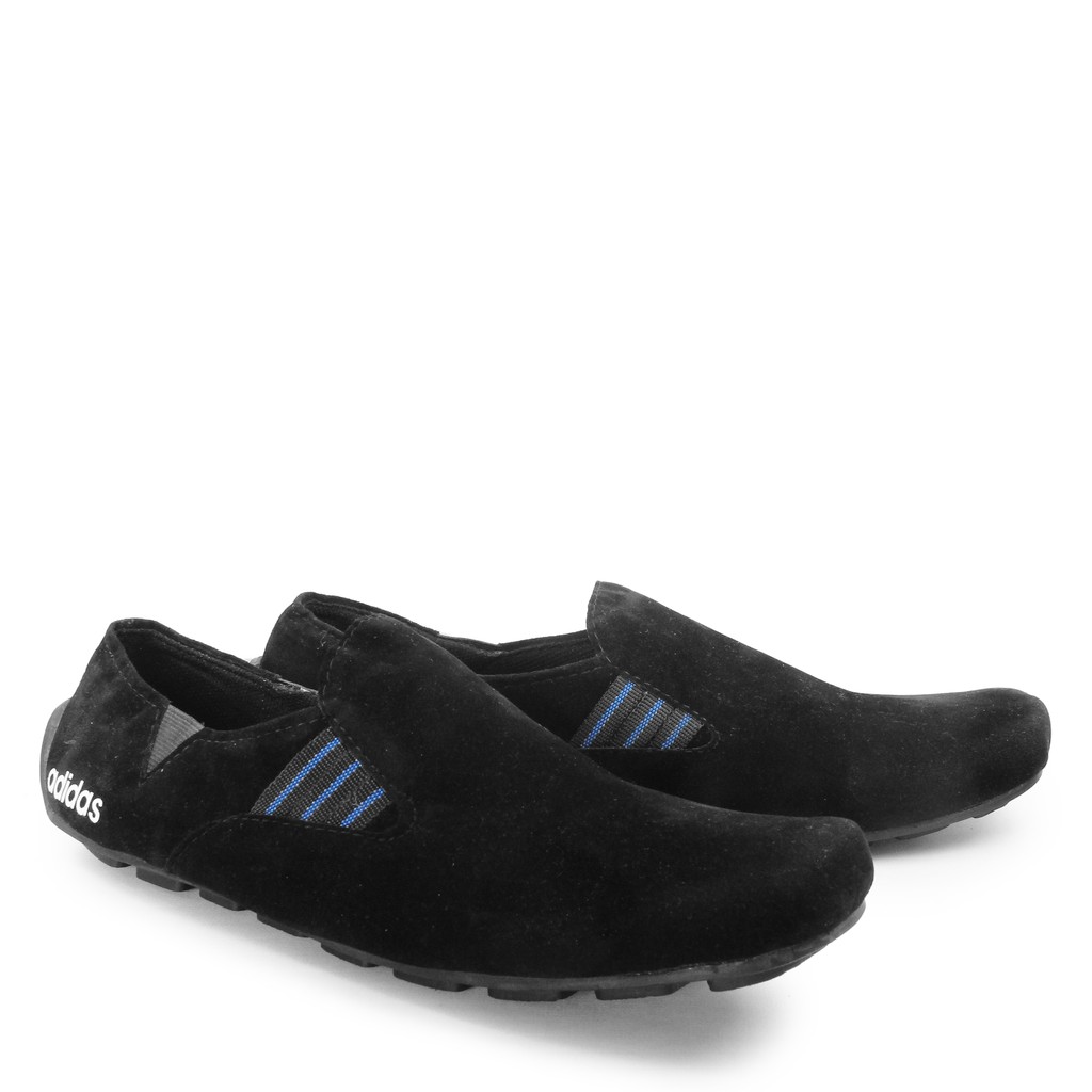 BIG SALE!! Sepatu Selop Pria Adidas Suarez Hitam List Biru Slip On Suede Formal Kasual Santai Kerja