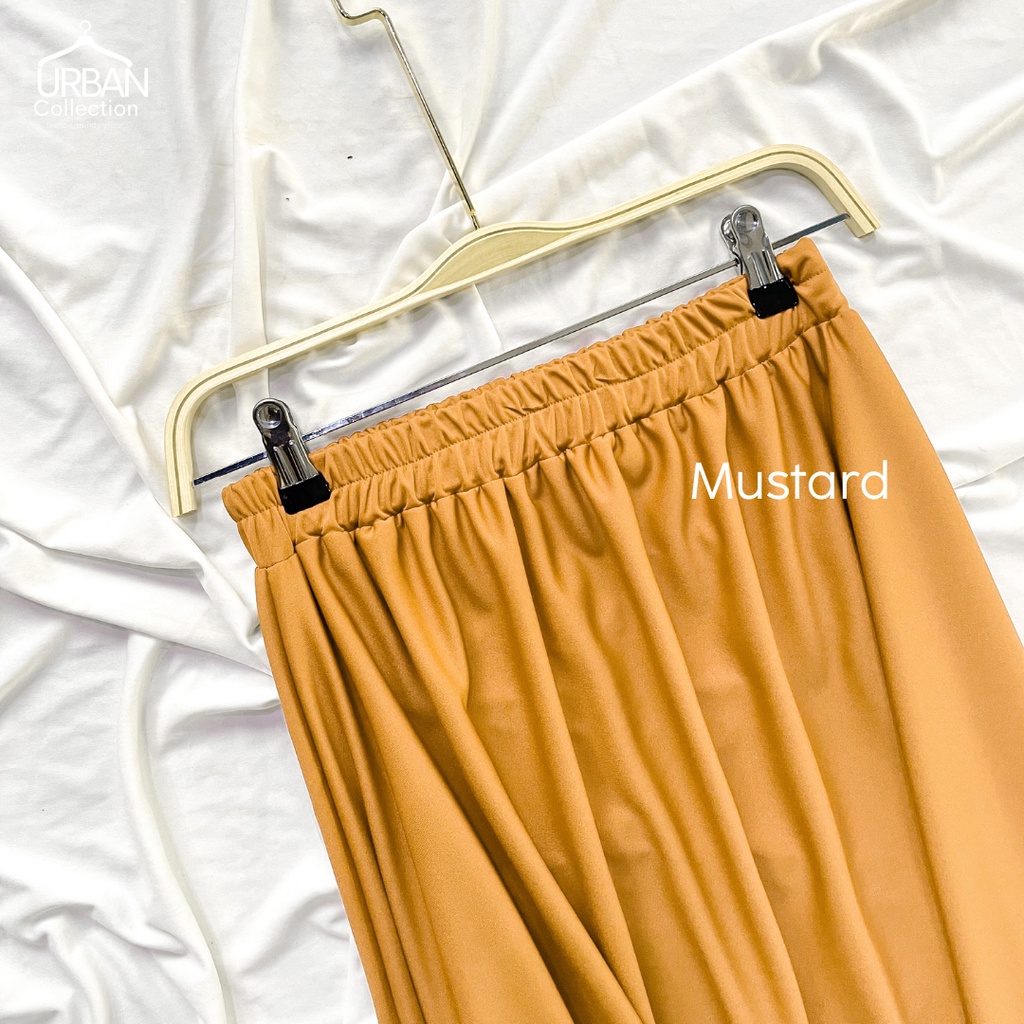 ROK POLOS MAYUNG PREMIUM / BASIC SKIRT / ROK PERREMPUAN / SKIRT / M FIT TO XLL-Mustard